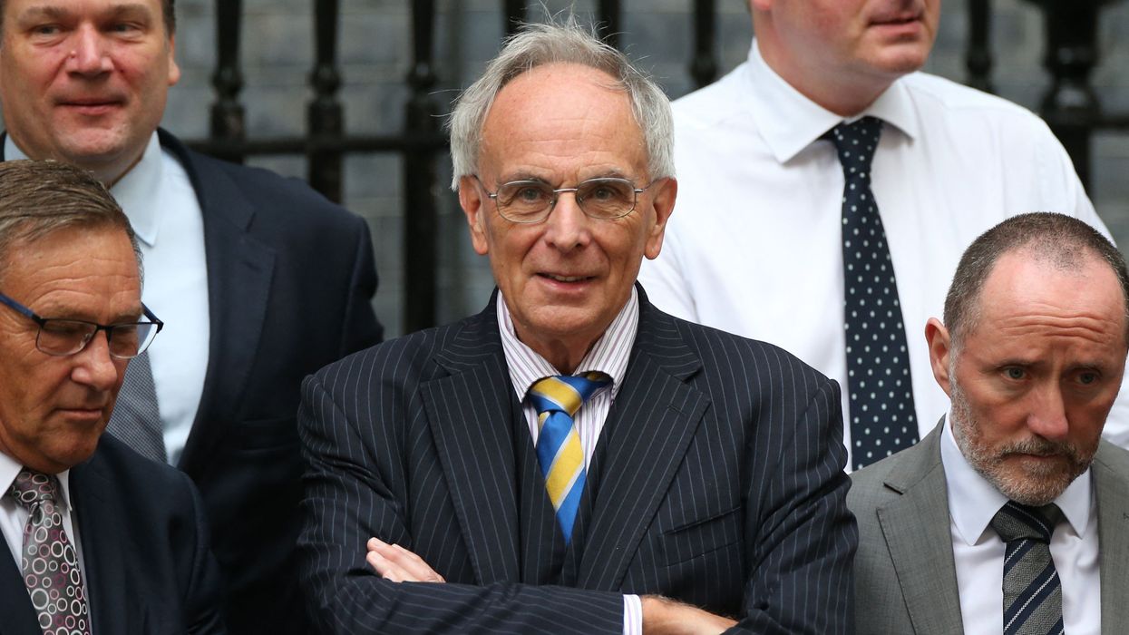Peter Bone waits in Downing Street ahead of the final speech from Britain's outgoing Prime Minister Boris Johnson