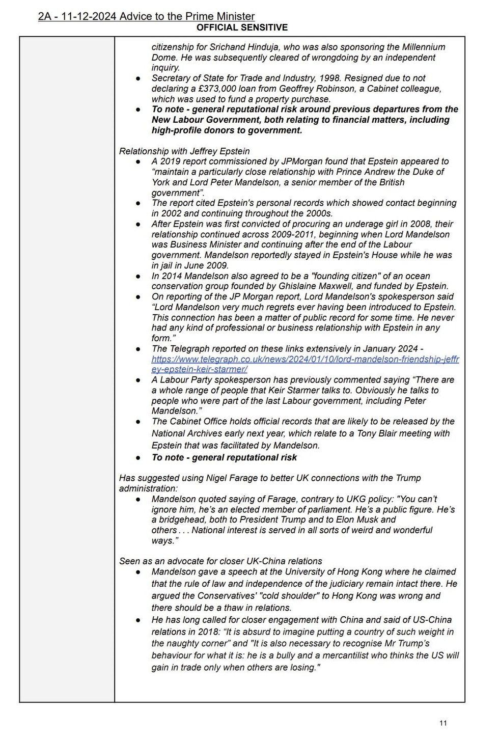 Peter Mandelson files