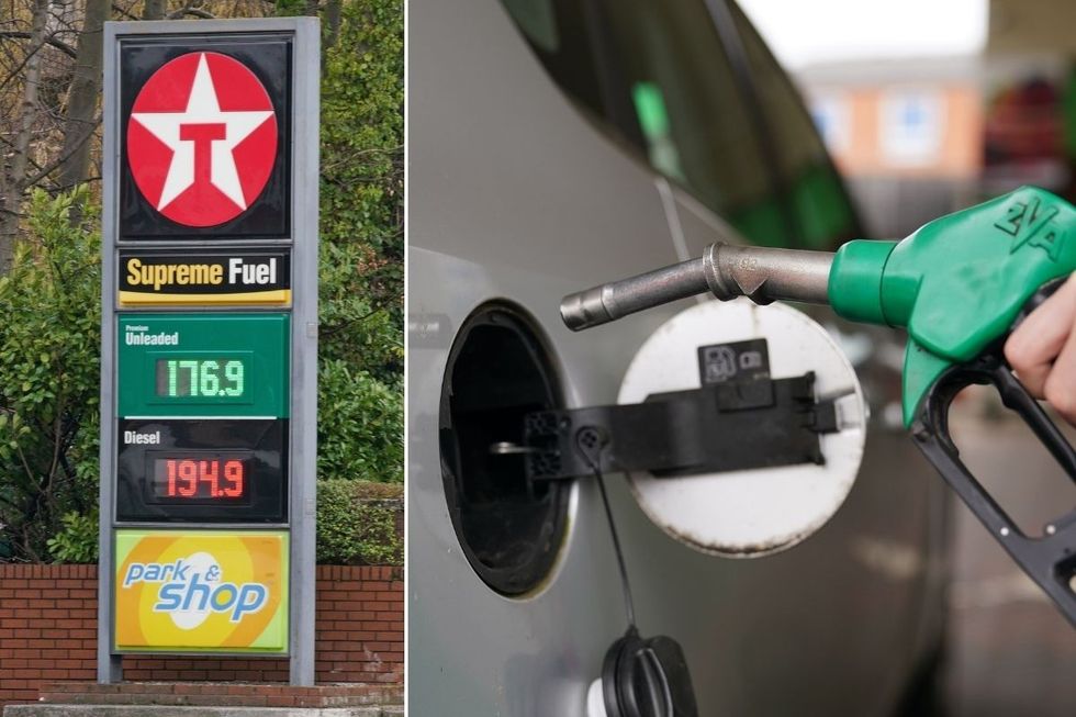 Petrol and diesel prices and a fuel pump