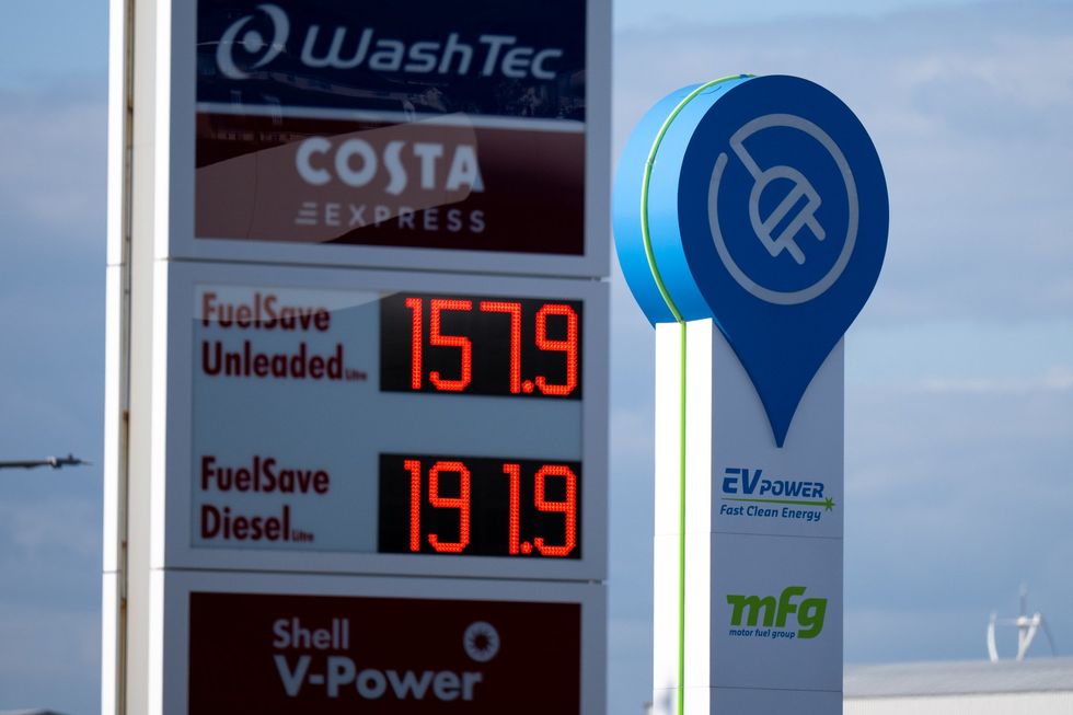 Petrol and diesel prices board