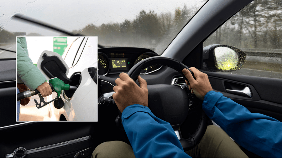 Petrol fill up and driver in car