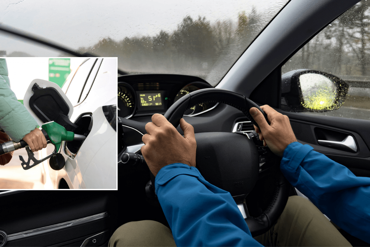 Petrol fill up and driver in car