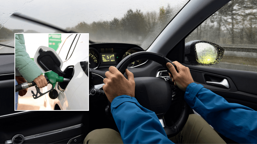 Petrol fill up and driver in car