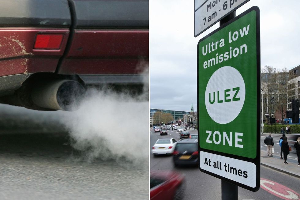 Petrol fumes and Ulez sign