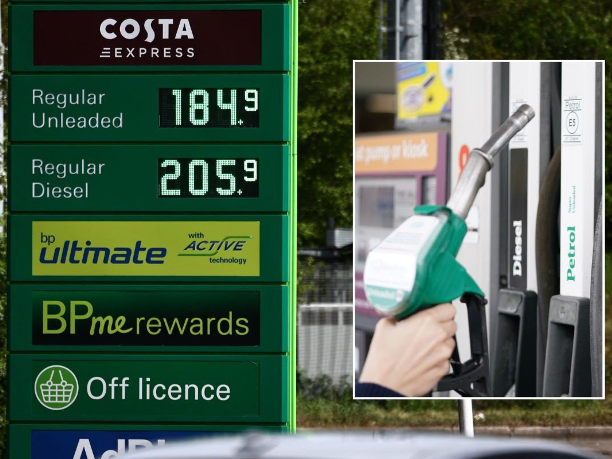 Petrol prices and a fuel pump
