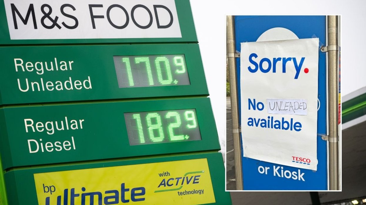 Petrol prices and no fuel sign