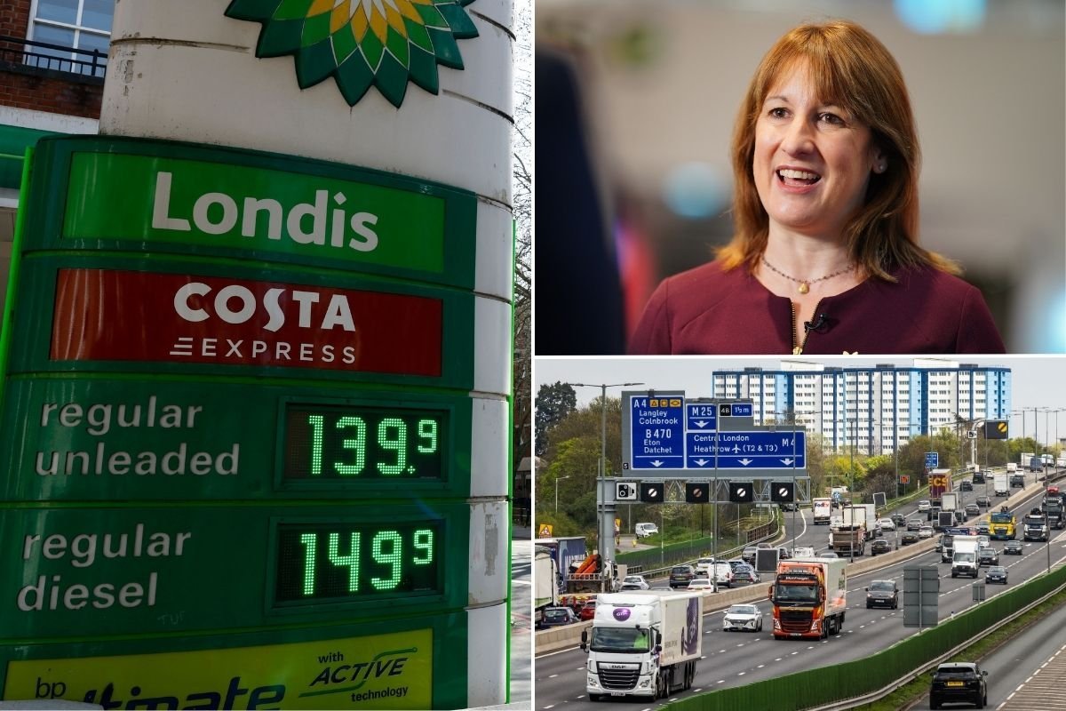 Petrol prices, Chancellor Rachel Reeves and a busy motorway