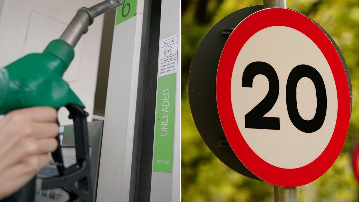 Petrol pump and a 20mph speed limit sign