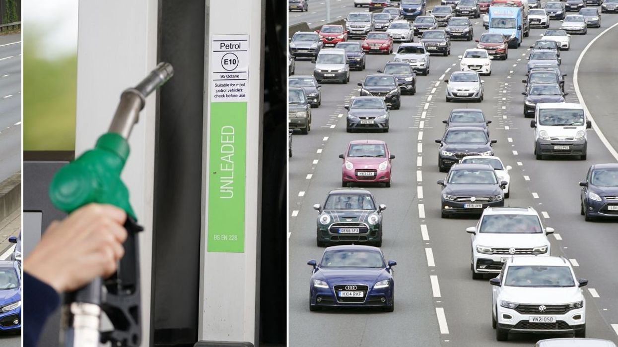 Petrol pump and a busy motorway