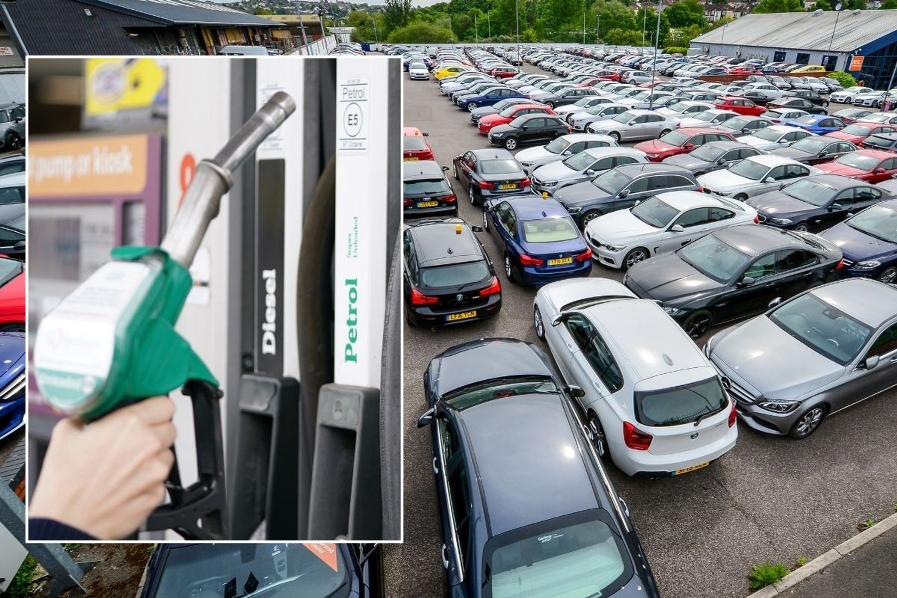 Petrol pump and a car sales forecourt 