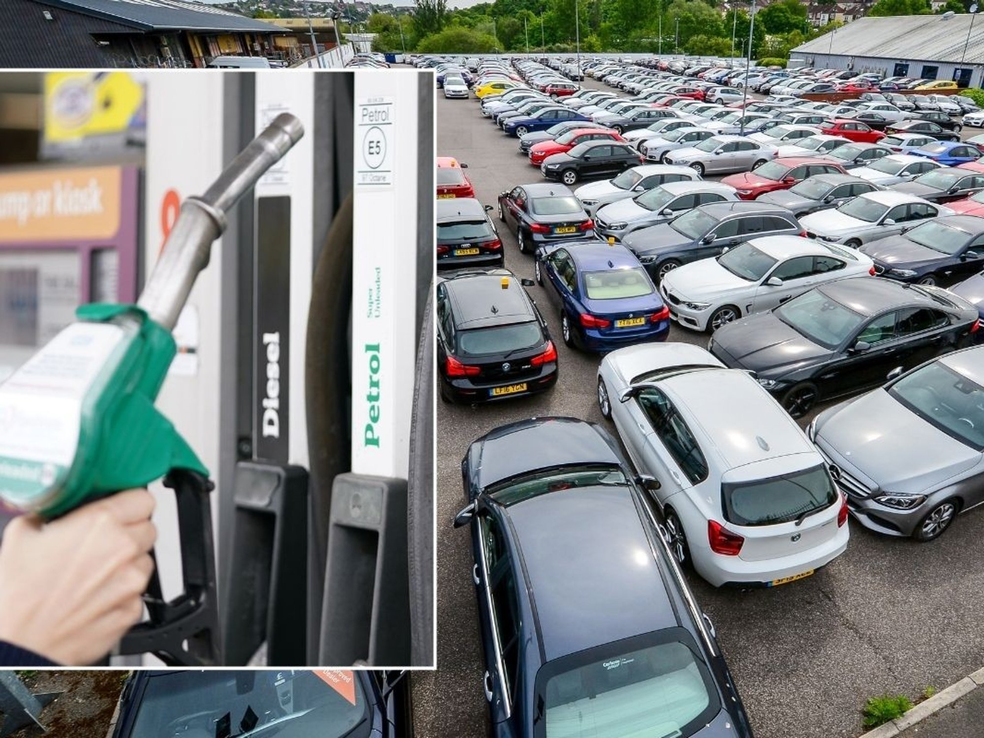 Petrol pump and a car sales forecourt