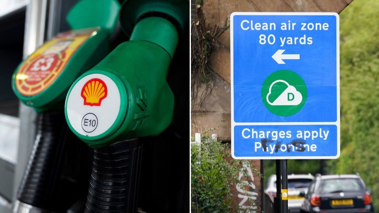 Petrol pump and a Clean Air Zone sign
