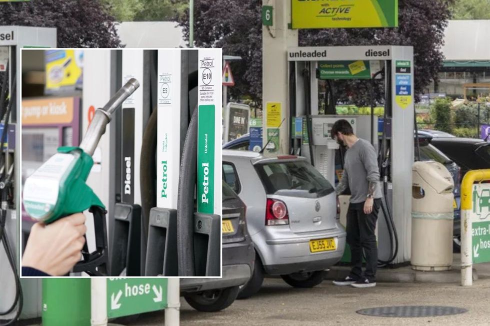 Petrol pump and a man pumping fuel