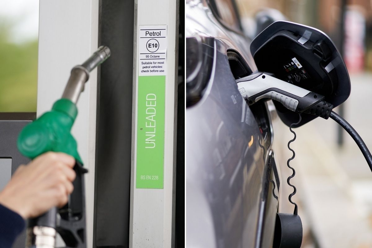 Petrol pump and an electric car charging