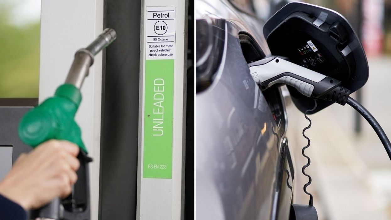 Petrol pump and an electric car charging
