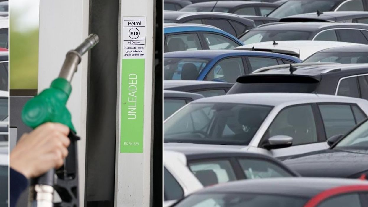 Petrol pump and cars parked
