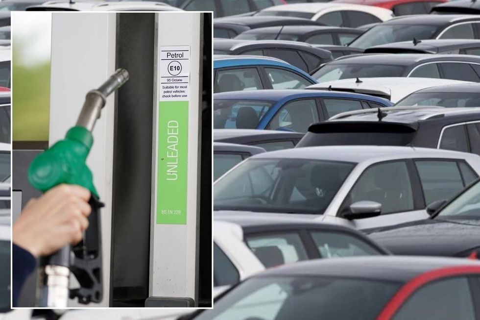 Petrol pump and cars parked 