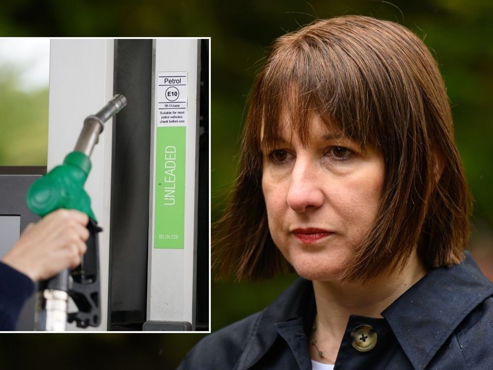 Petrol pump and Chancellor Rachel Reeves