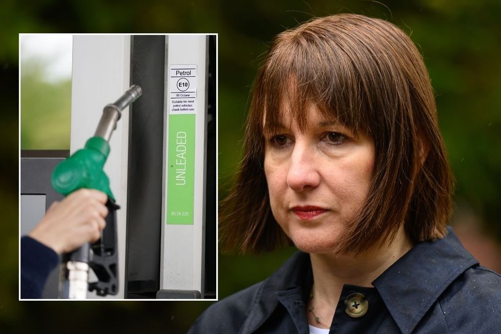 Petrol pump and Chancellor Rachel Reeves