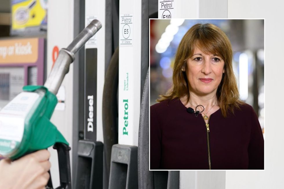 Petrol pump and Chancellor Rachel Reeves