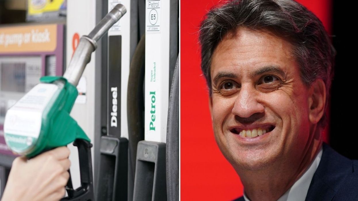 Petrol pump and Ed Miliband