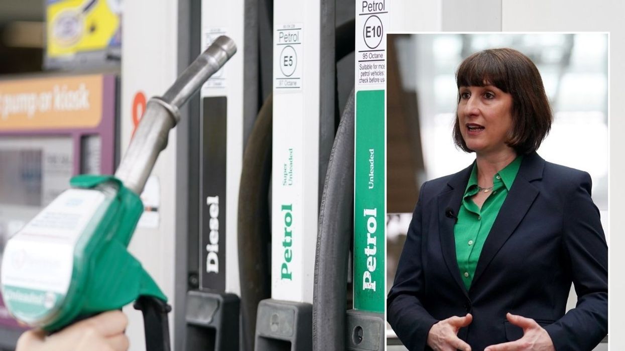Petrol pump and Rachel Reeves