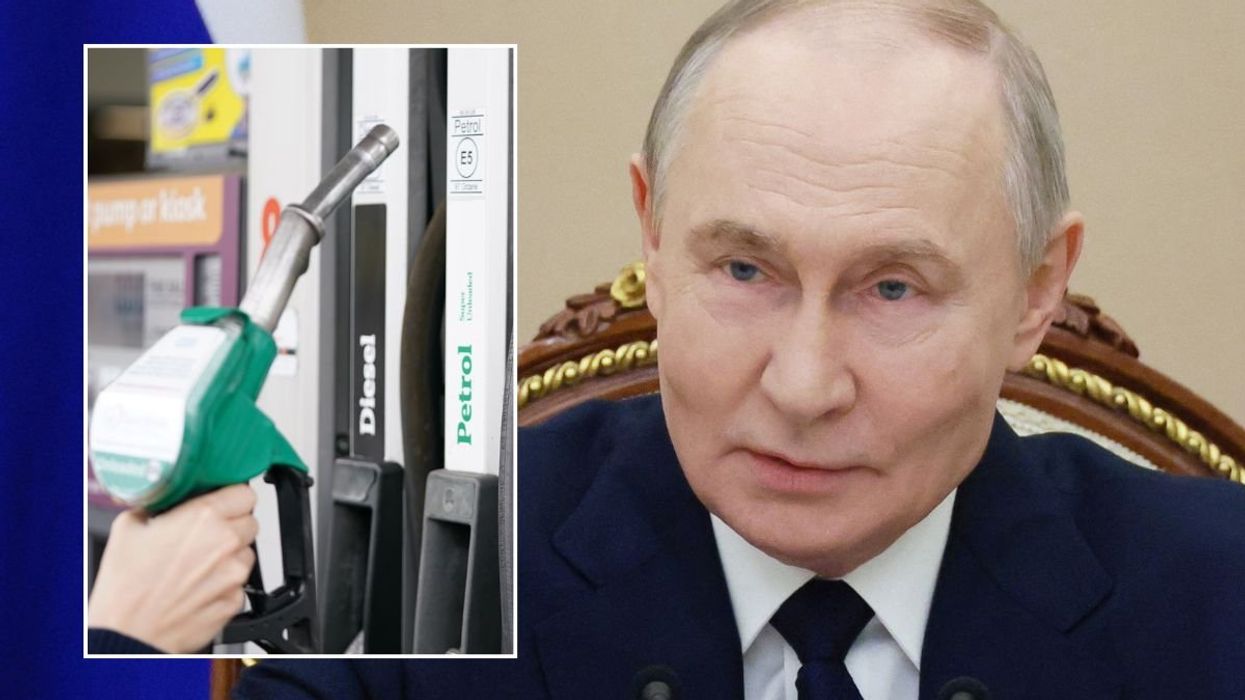 Petrol pump and Russian President Vladimir Putin