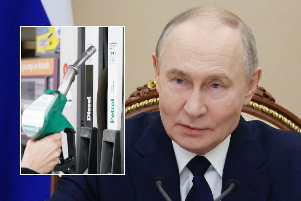 Petrol pump and Russian President Vladimir Putin
