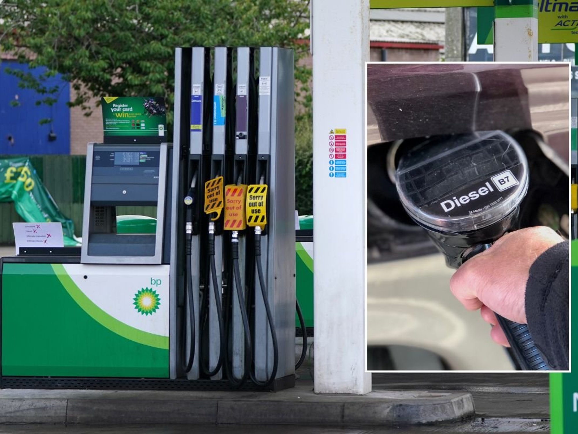 Petrol station and a diesel pump