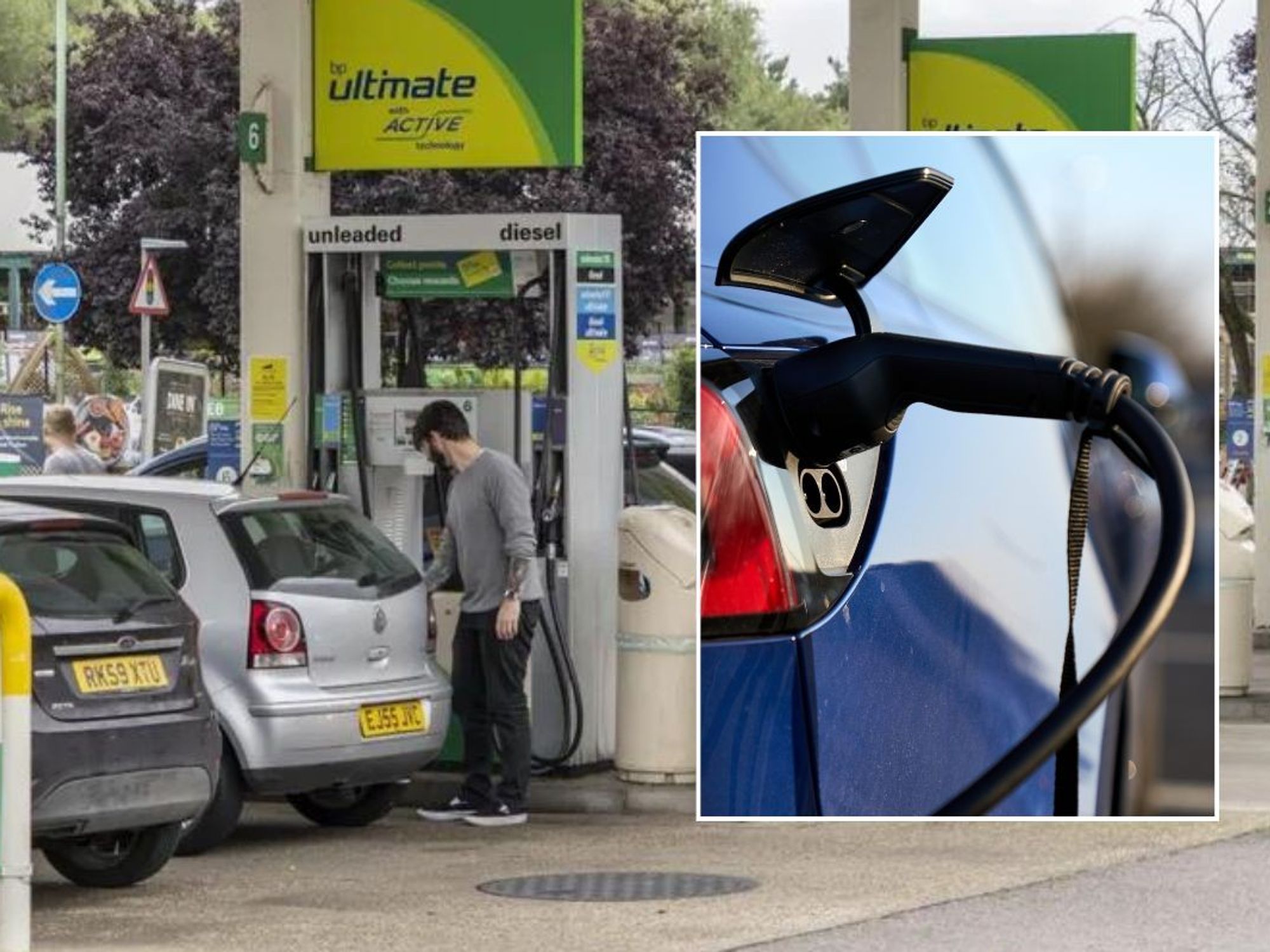 Petrol station and an electric vehicle charging