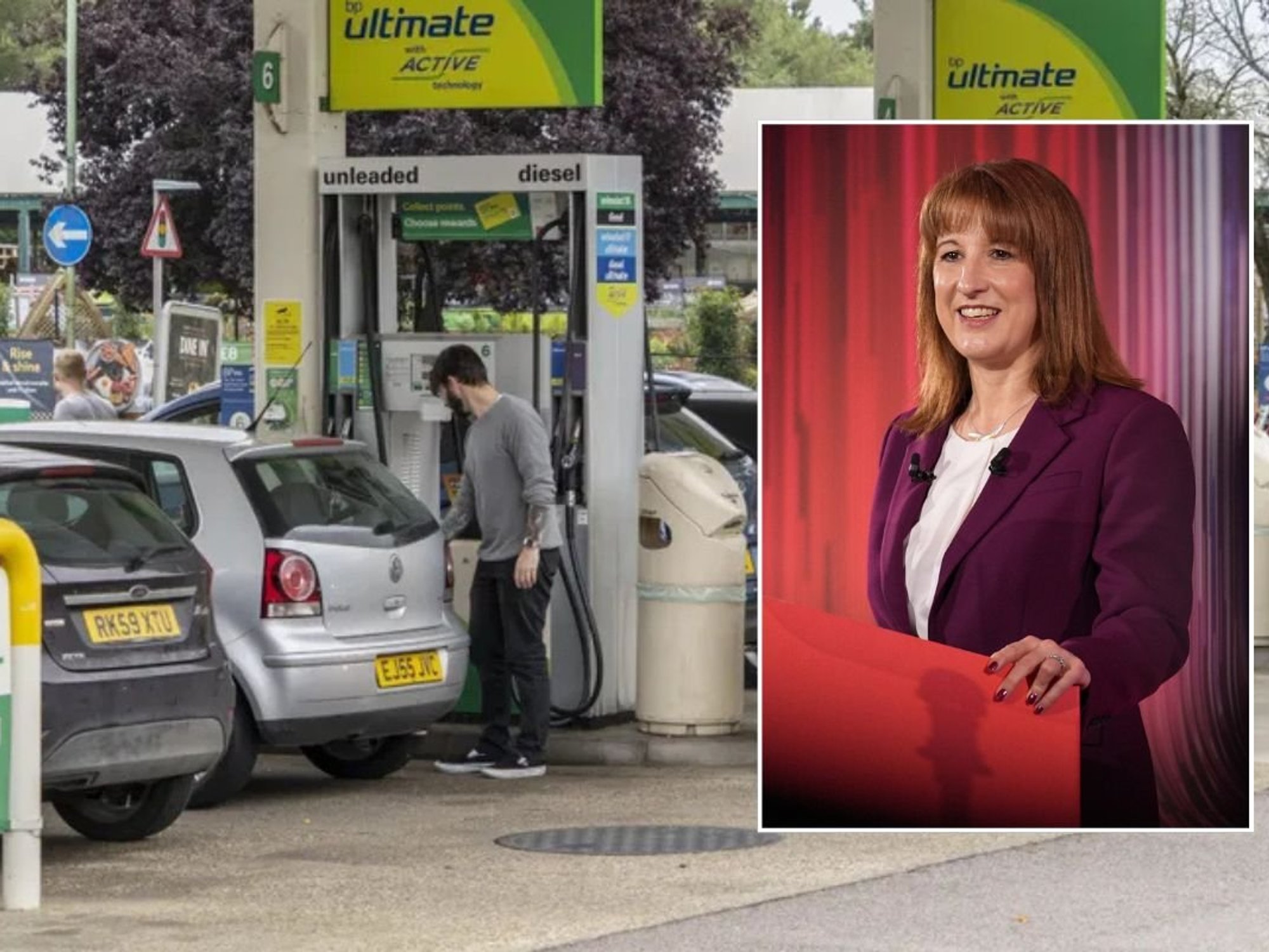 Petrol station and Chancellor Rachel Reeves
