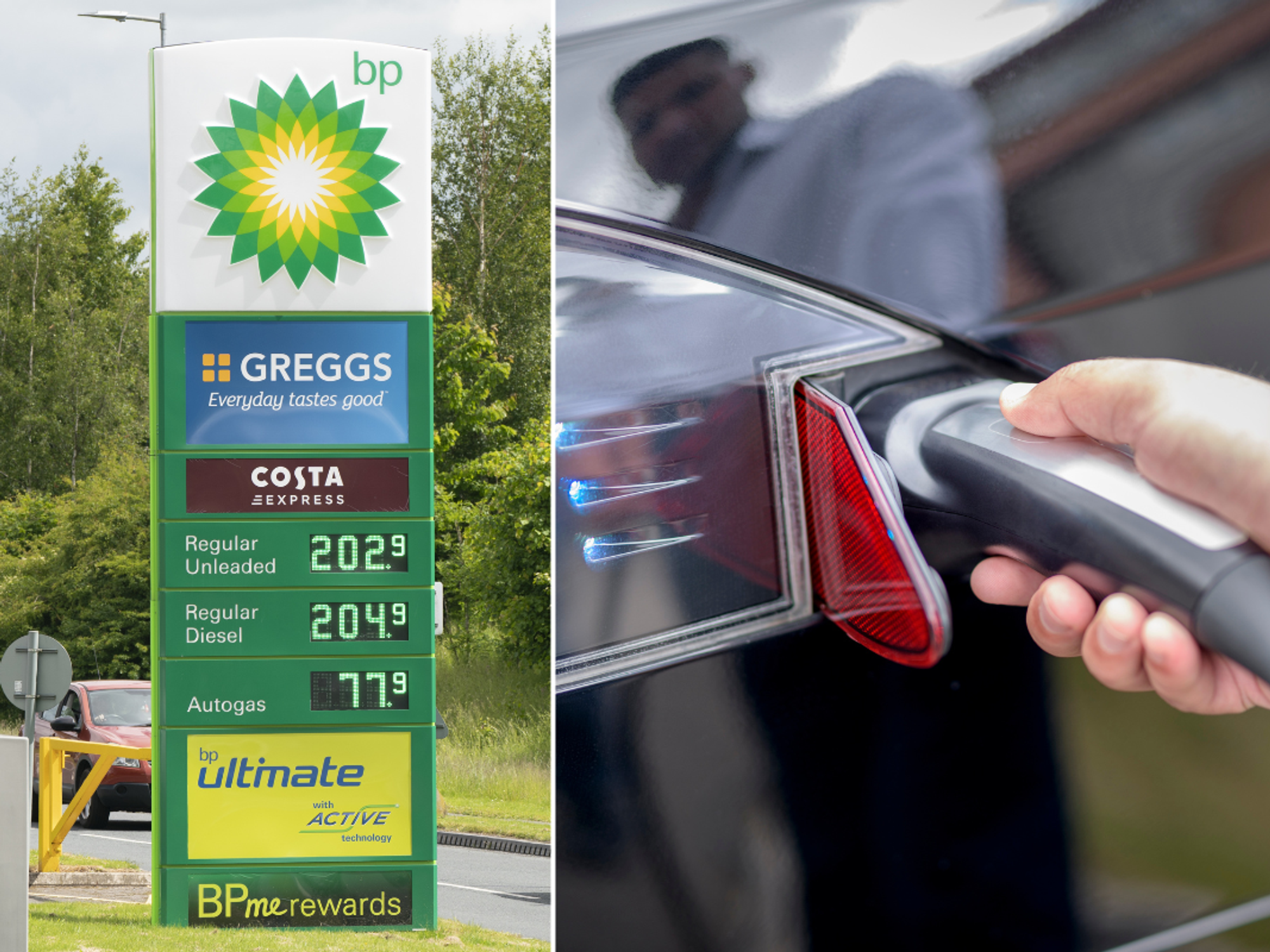 petrol station and electric charger