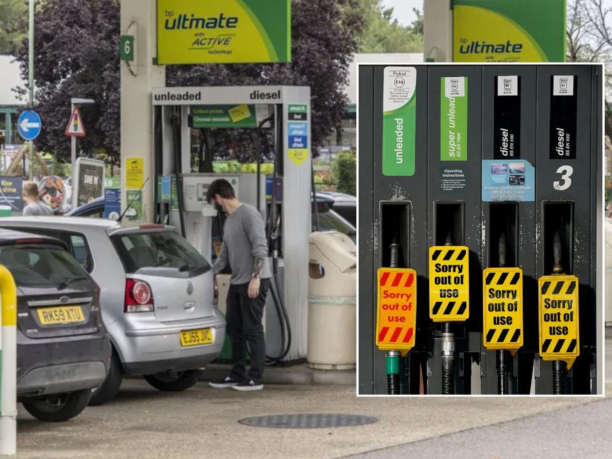 Petrol station and empty fuel pumops