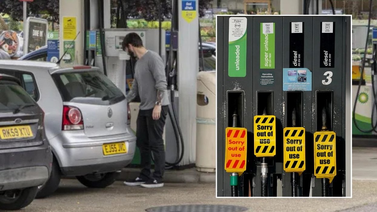 Petrol station and empty fuel pumps