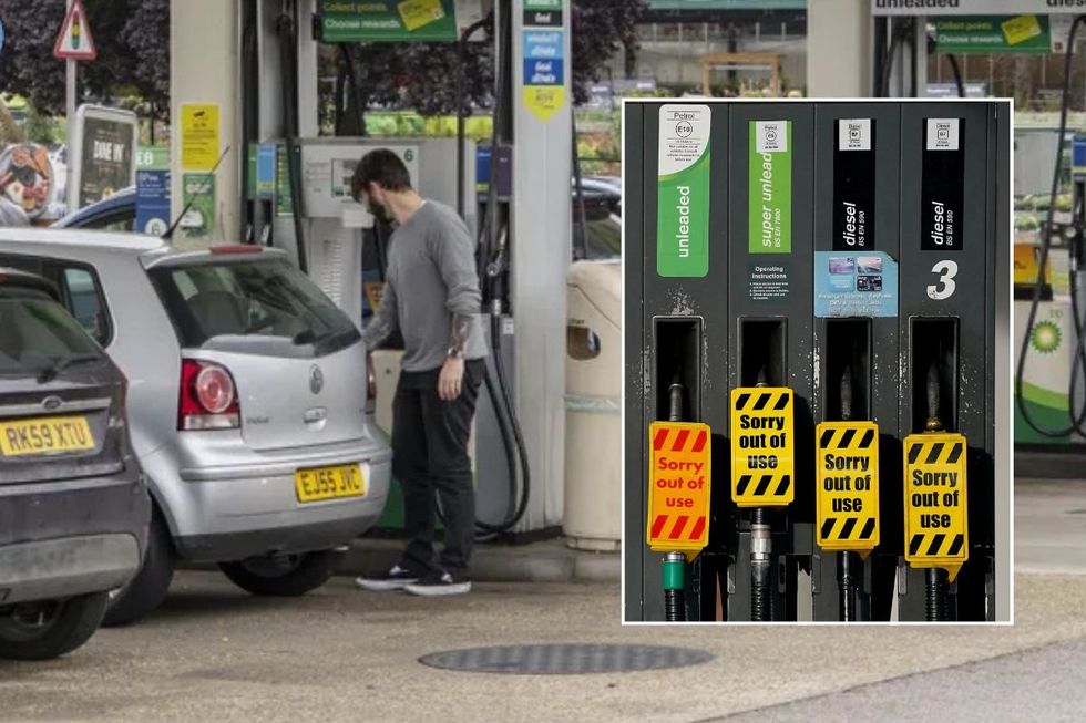 Petrol station and empty fuel pumps