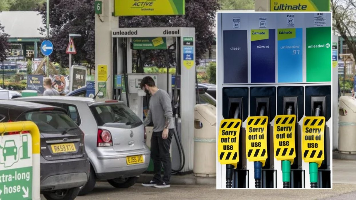 Petrol station and empty fuel pumps