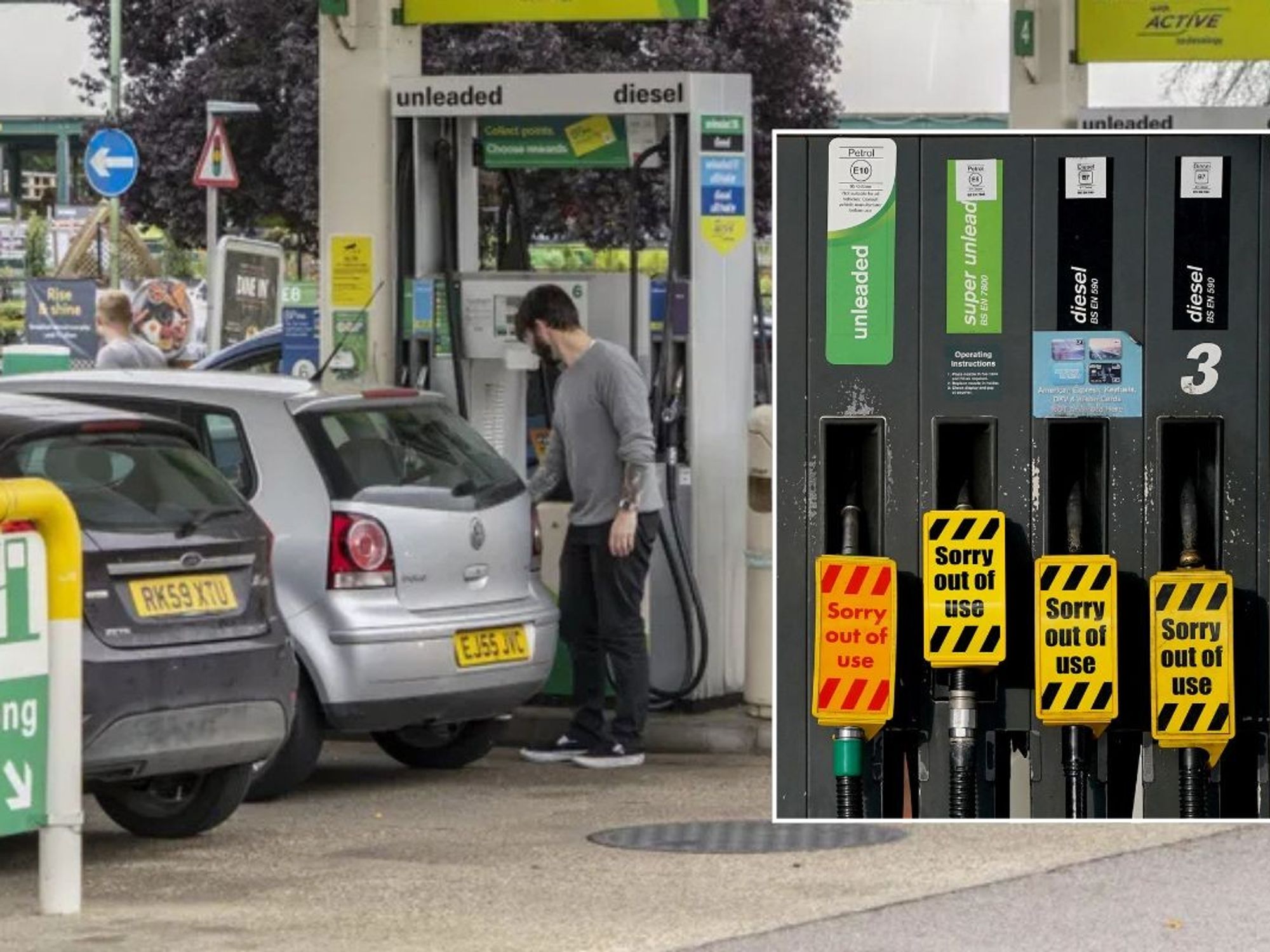 Petrol station and empty fuel tanks (stock images)