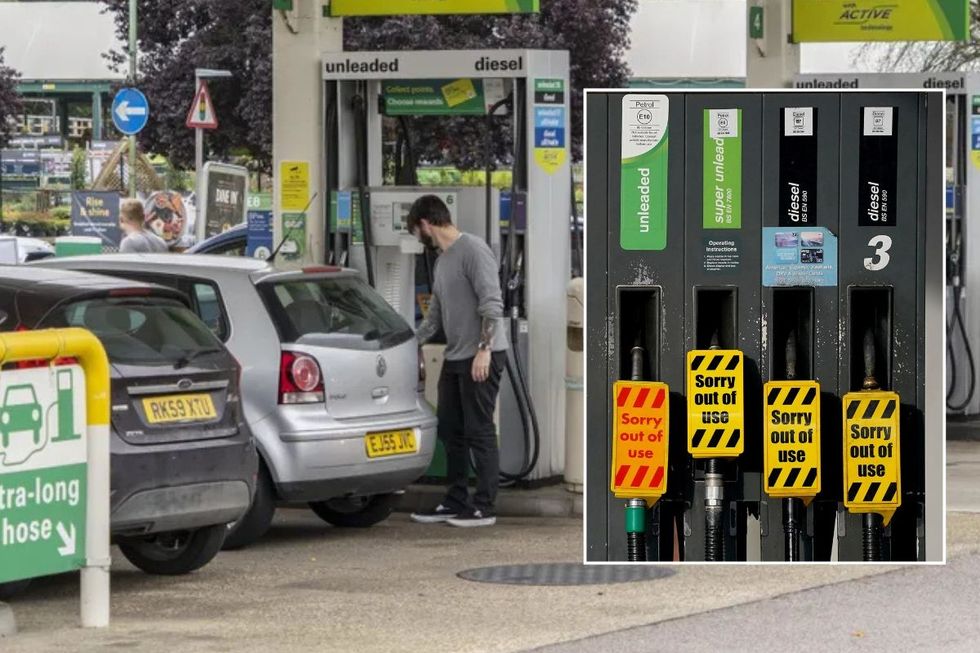 Petrol station and empty fuel tanks (stock images)