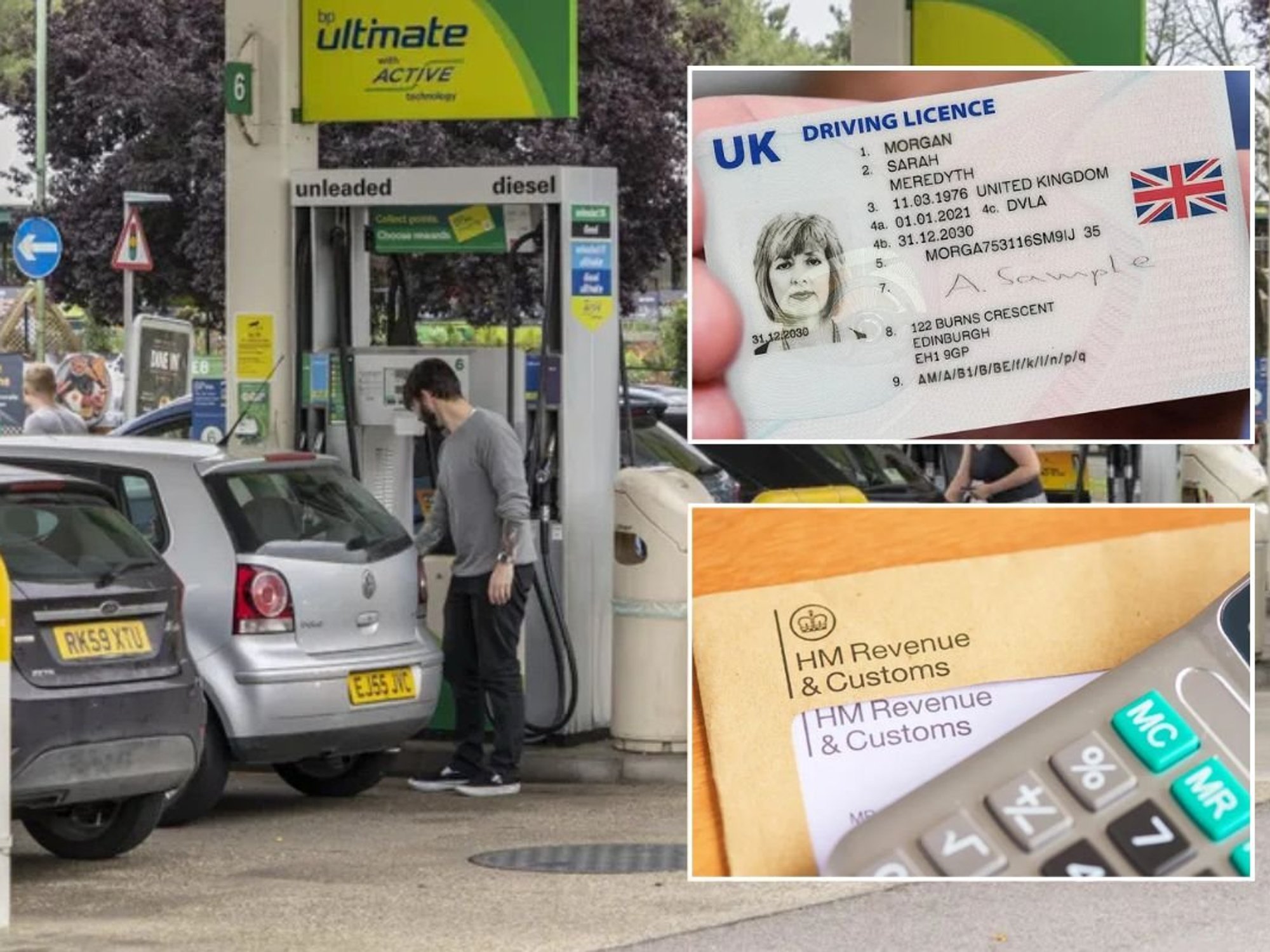 Petrol station, driving licence and a HMRC letter