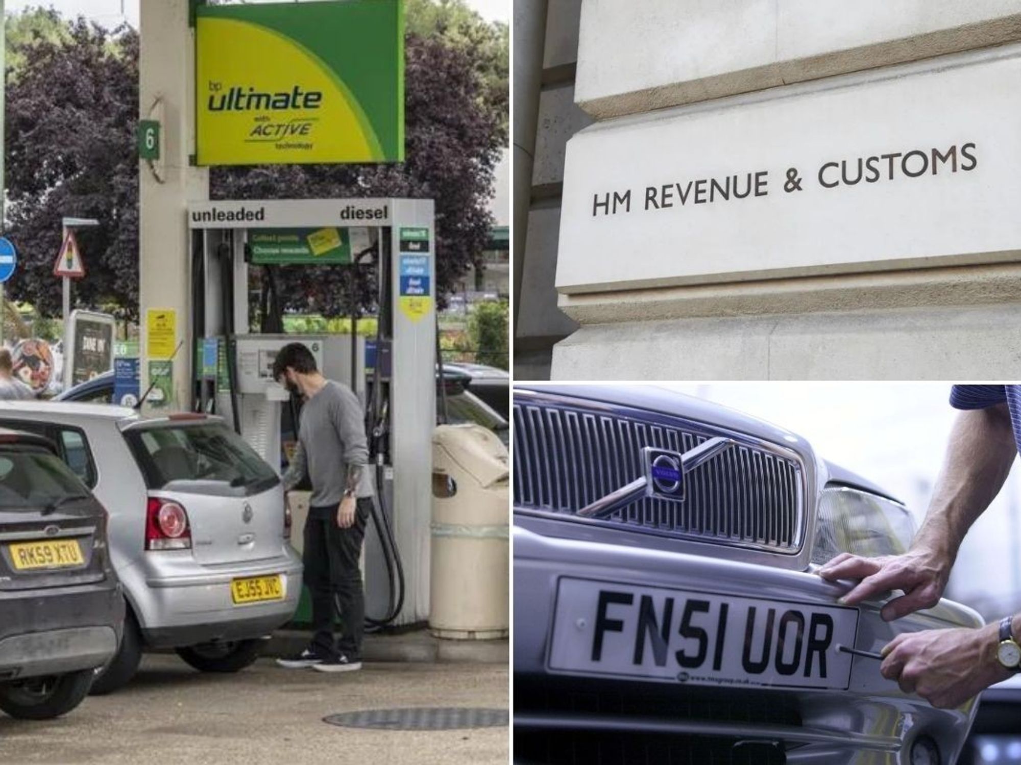 Petrol station, HMRC and a number plate