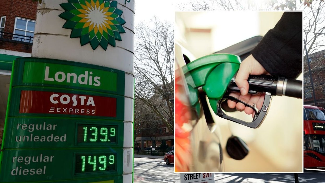 Petrol station in London and a fuel pump