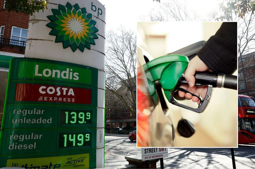 Petrol station in London and a fuel pump