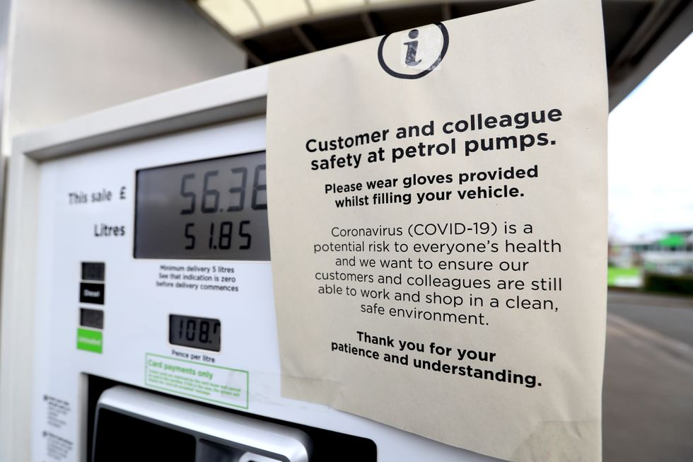 Petrol station warning notice