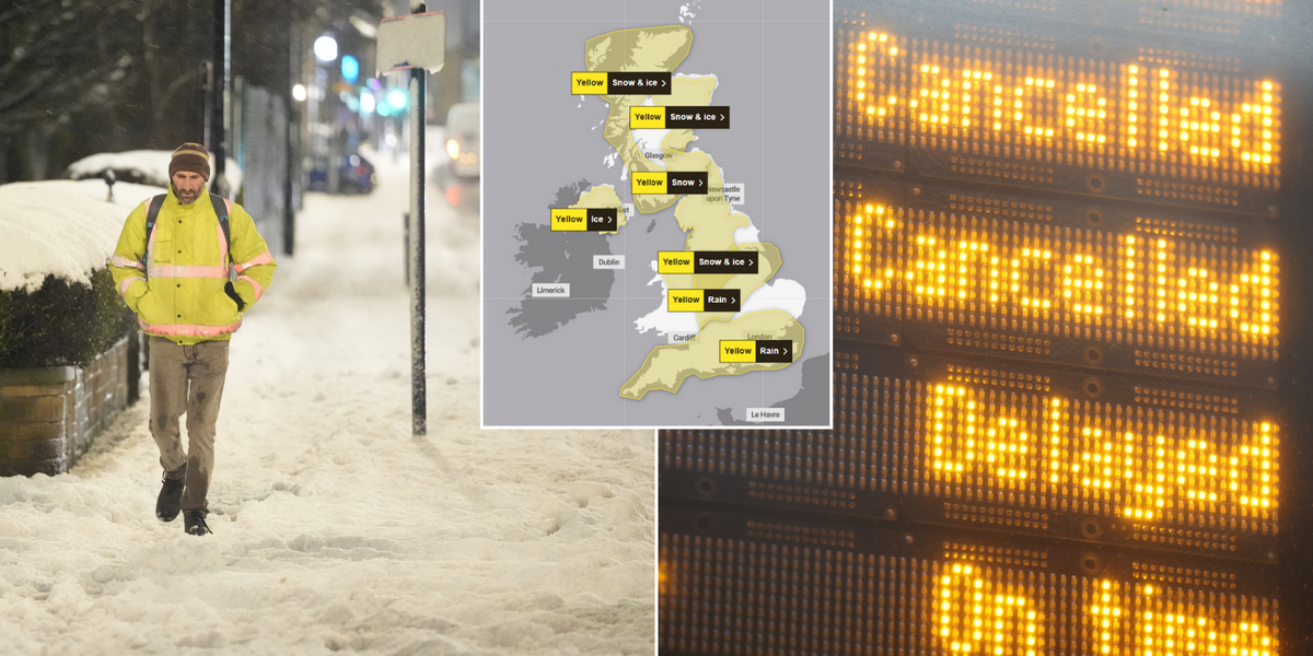 NextImg:UK weather: Heavy snowfall causes chaos as flights and trains delayed amidst SEVEN yellow warnings
