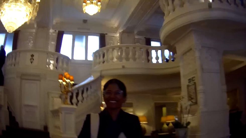 Philip Davies is greeted aa the sting operation got underway