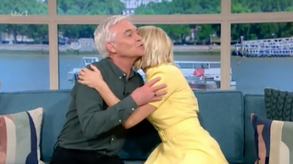 Phillip Schofield (left) and Holly Willoughby (right) appeared to share an awkward moment