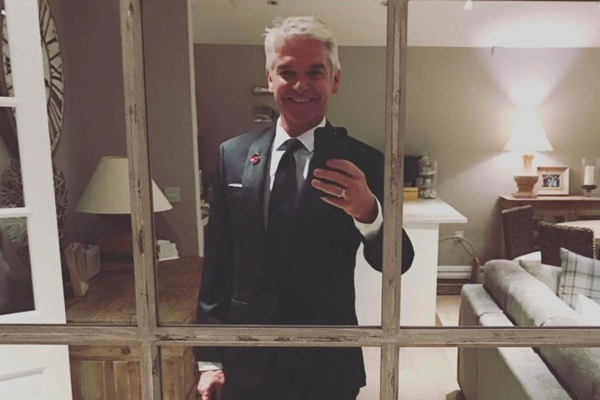 Phillip Schofield selfie in black suit 