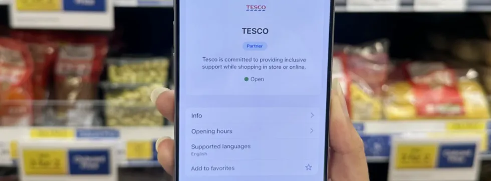 Phone displaying Tesco app