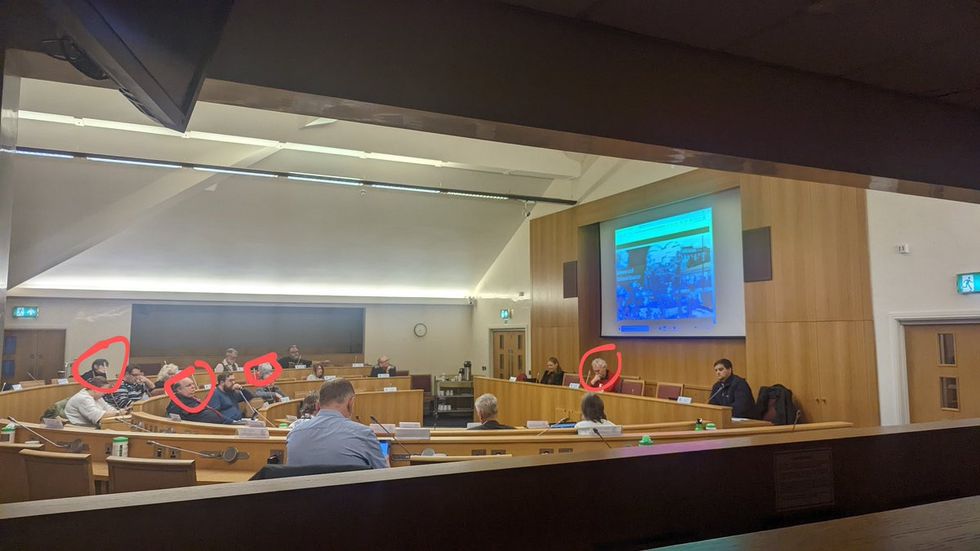 Photo from an anonymous GB News source in RMBC shows a meeting from the Improving Places committee, Dec. 13 2022. (Circled L-R): McNeely, Atkin, Ellis, Wyatt (Chair)