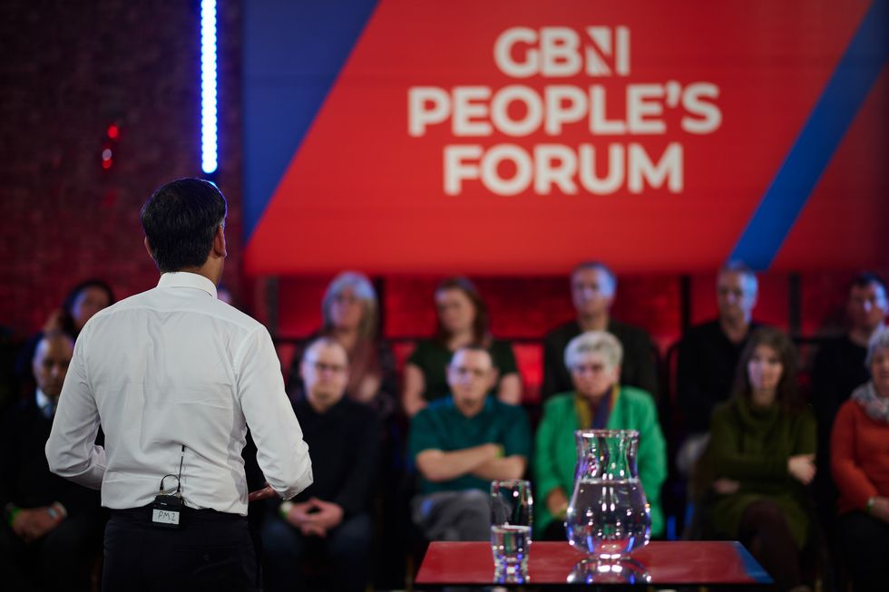 Photo of Rishi Sunak and GB News People's Forum programme in February